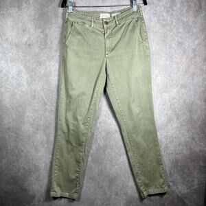 Chino By Anthropologie Pants Womens‎ 27 Green Relaxed Fit Tapered Mid Rise Boho